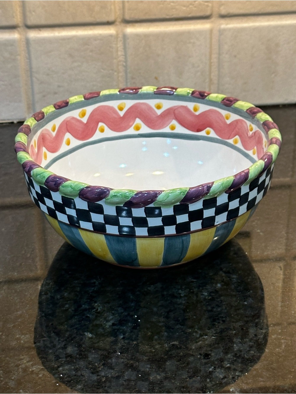 MacKenzie-Childs Hand-Painted Taylor Piccadilly Ceramic bowl - RARE FIND
